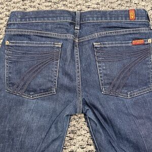 7 For All Mankind Dojo Jeans Women’s 31 Low Rise Wide Leg Dark Wash Denim 74AM